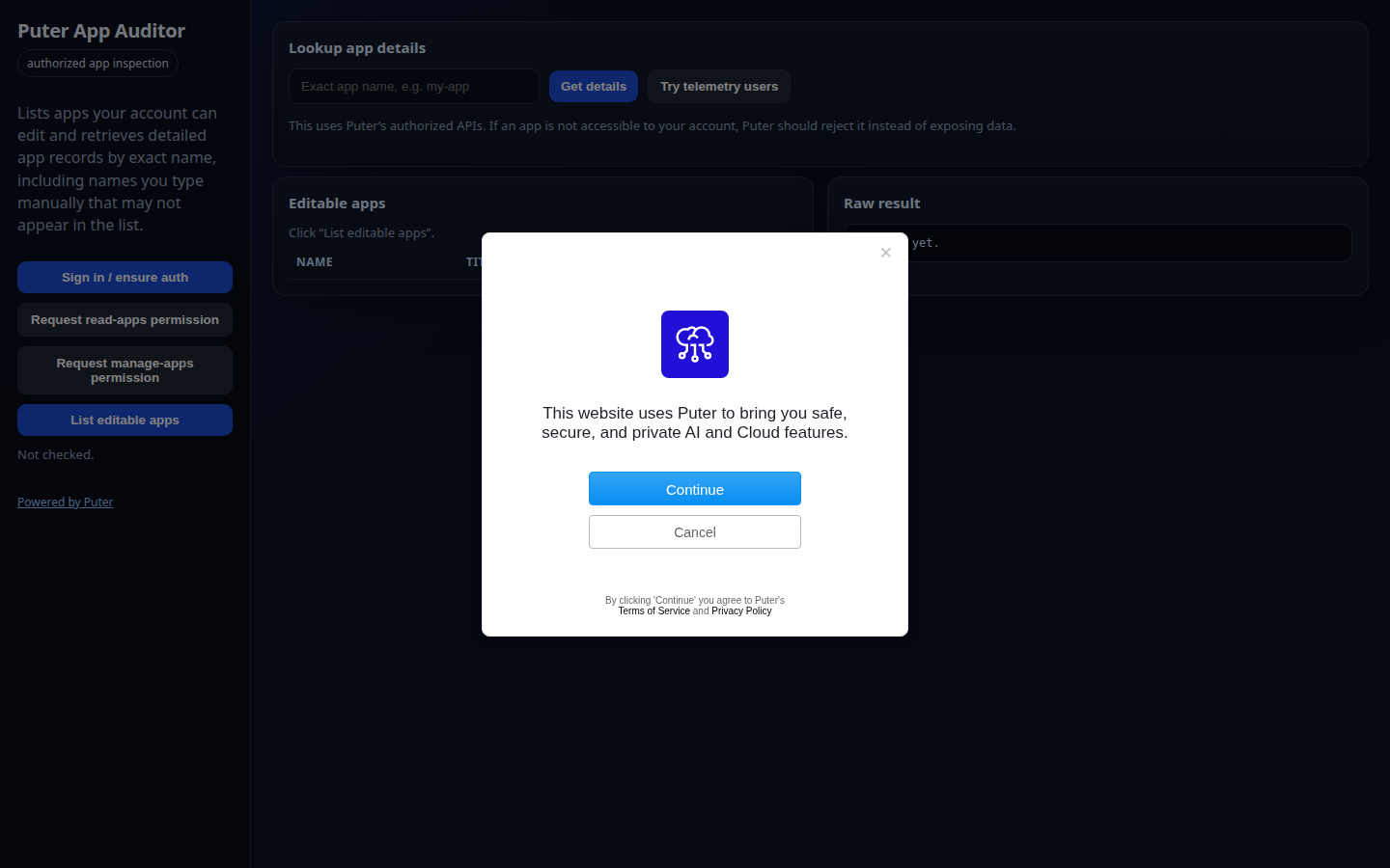 Puter App Auditor preview 1